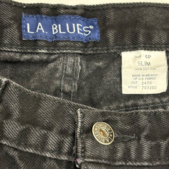 L.A. Blues Straight Slim Women's size 4P Black Denim Jeans - Picture 2 of 3